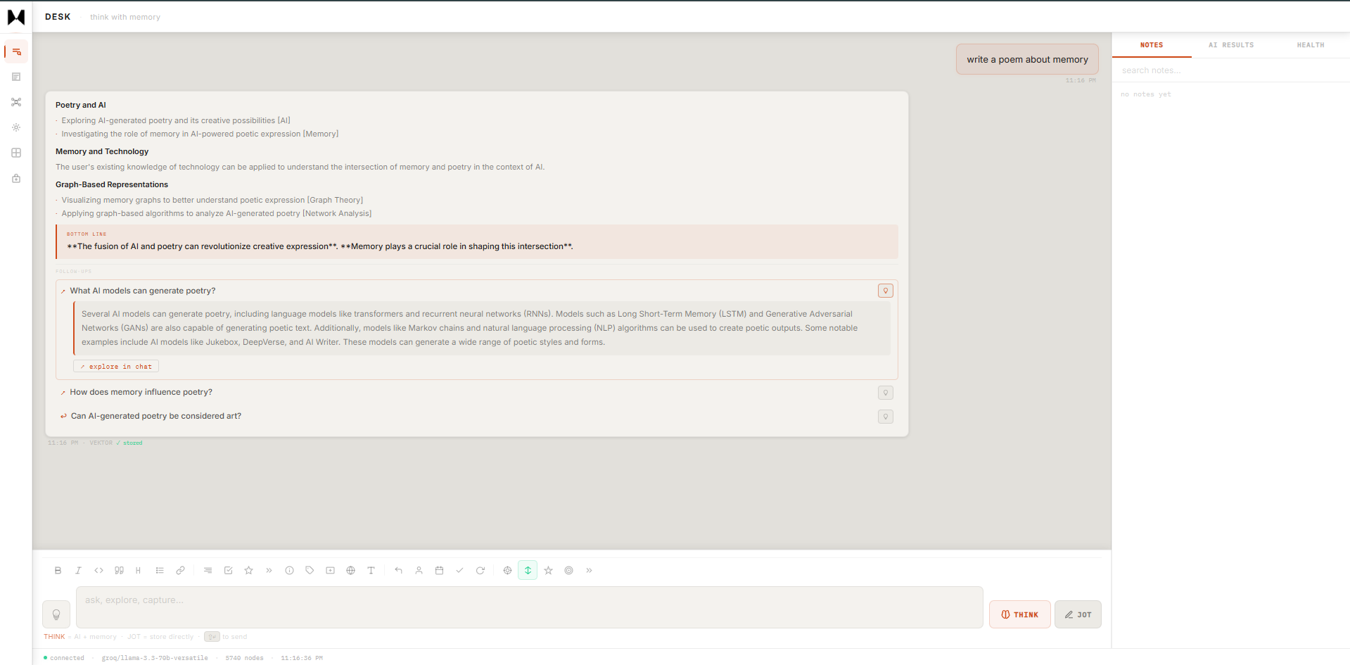 VEKTOR CLI desktop session